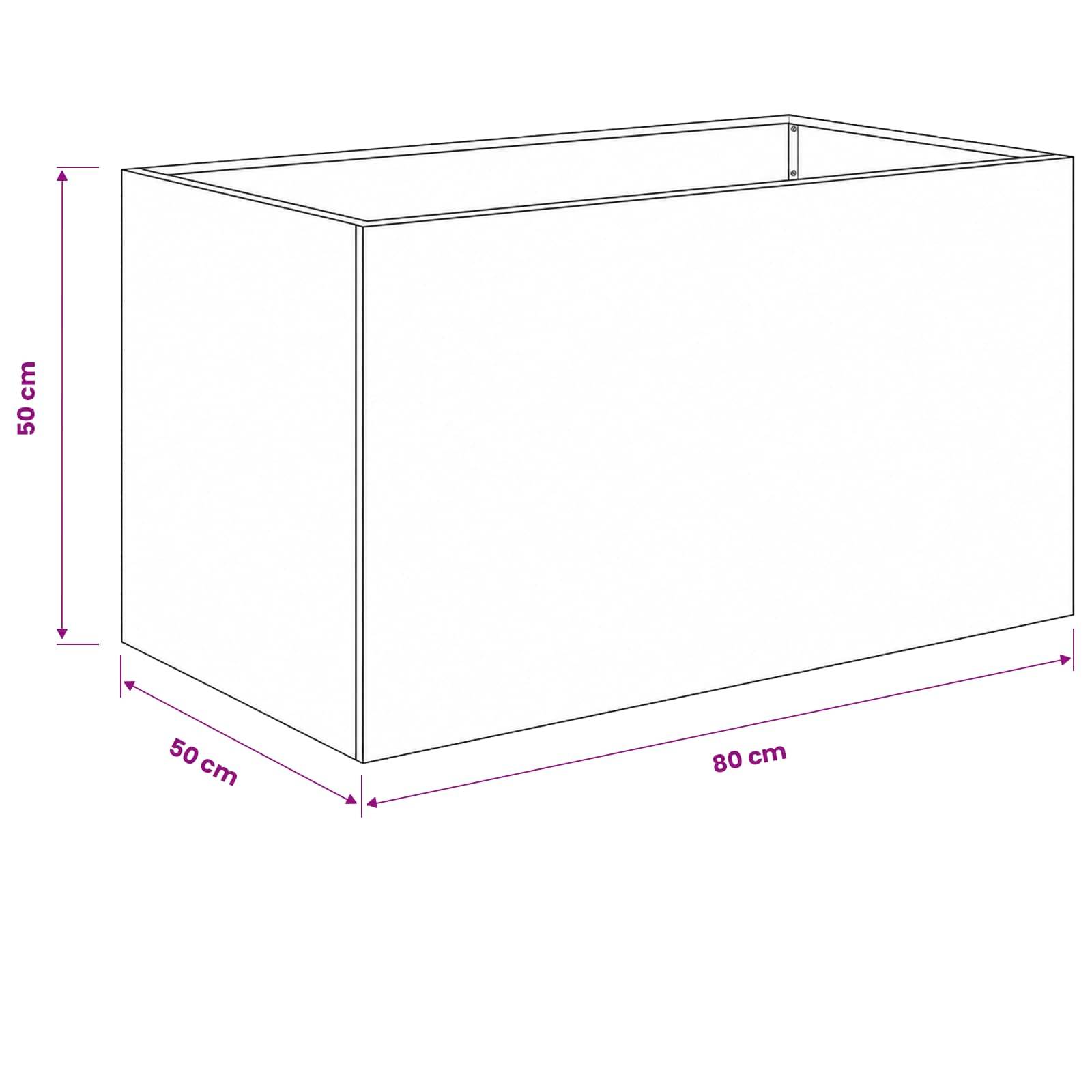 vidaXL Garten-Pflanzgefäß Weiß 80 x 50 x 50 cm Kaltgewalzter Stahl