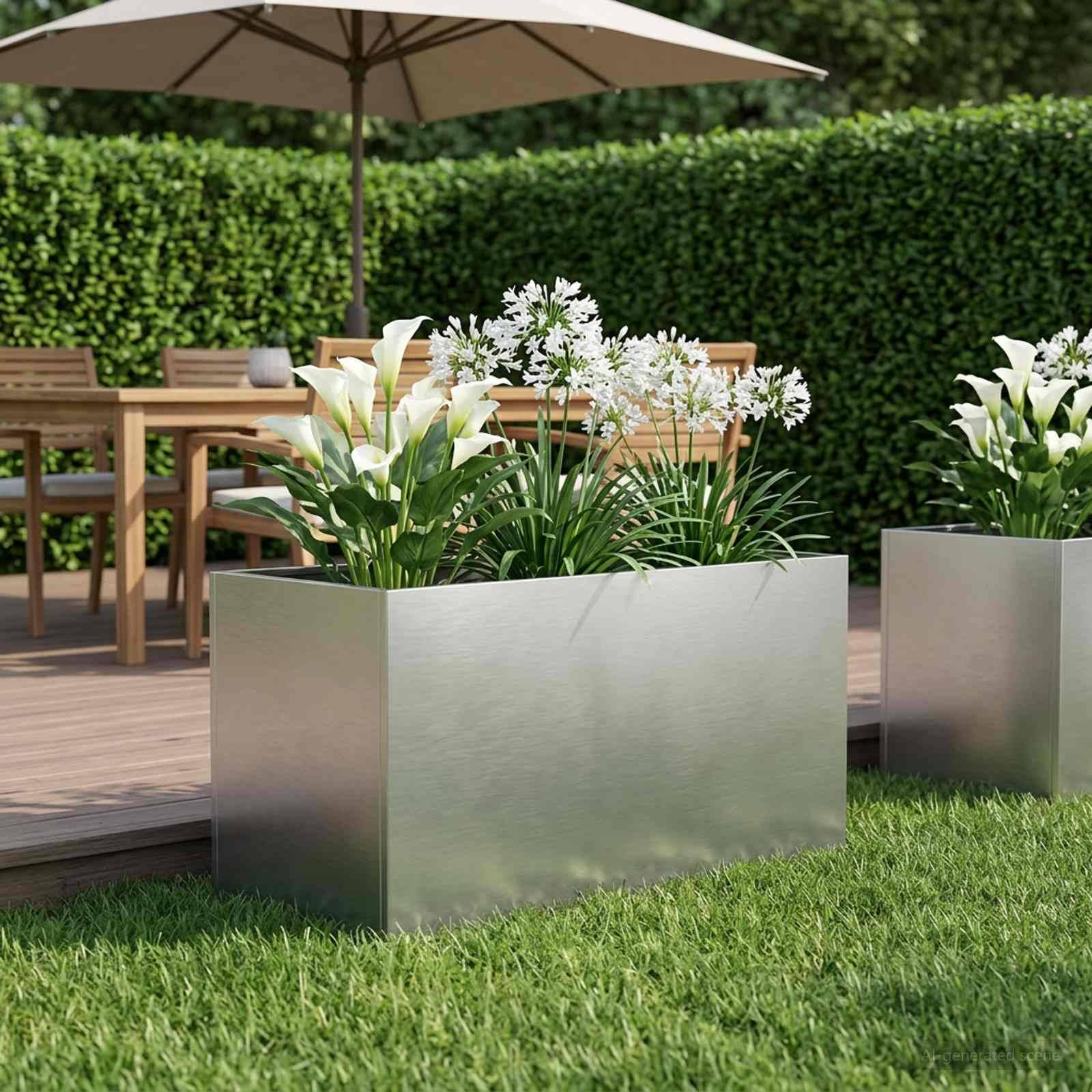 vidaXL Garten-Pflanzgefäß Silber 100 x 50 x 50 cm Edelstahl