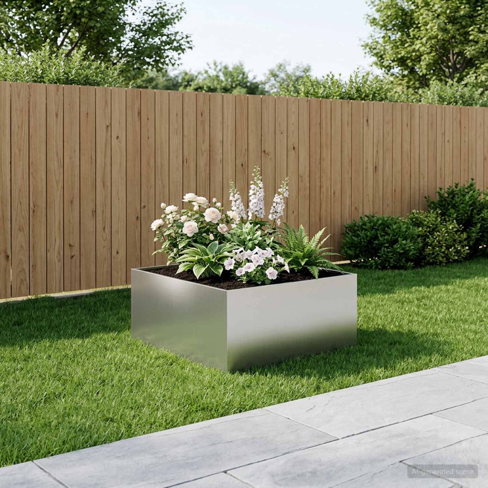 vidaXL Garten-Pflanzgefäß Silber 80 x 80 x 40 cm Verzinkter Stahl