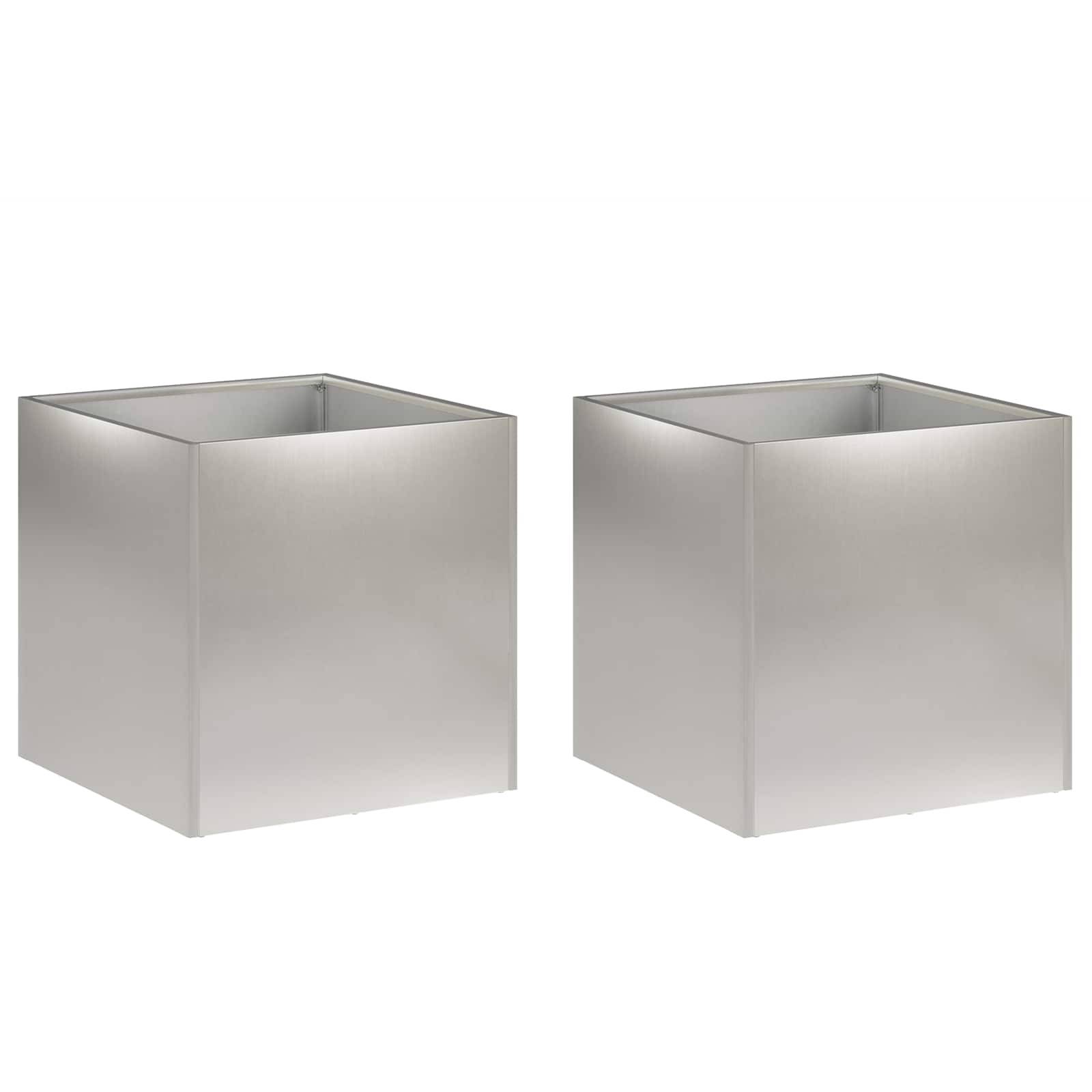 vidaXL Garten-Pflanzgefäß 2 Stk. Silber 35 x 35 x 35 cm Edelstahl
