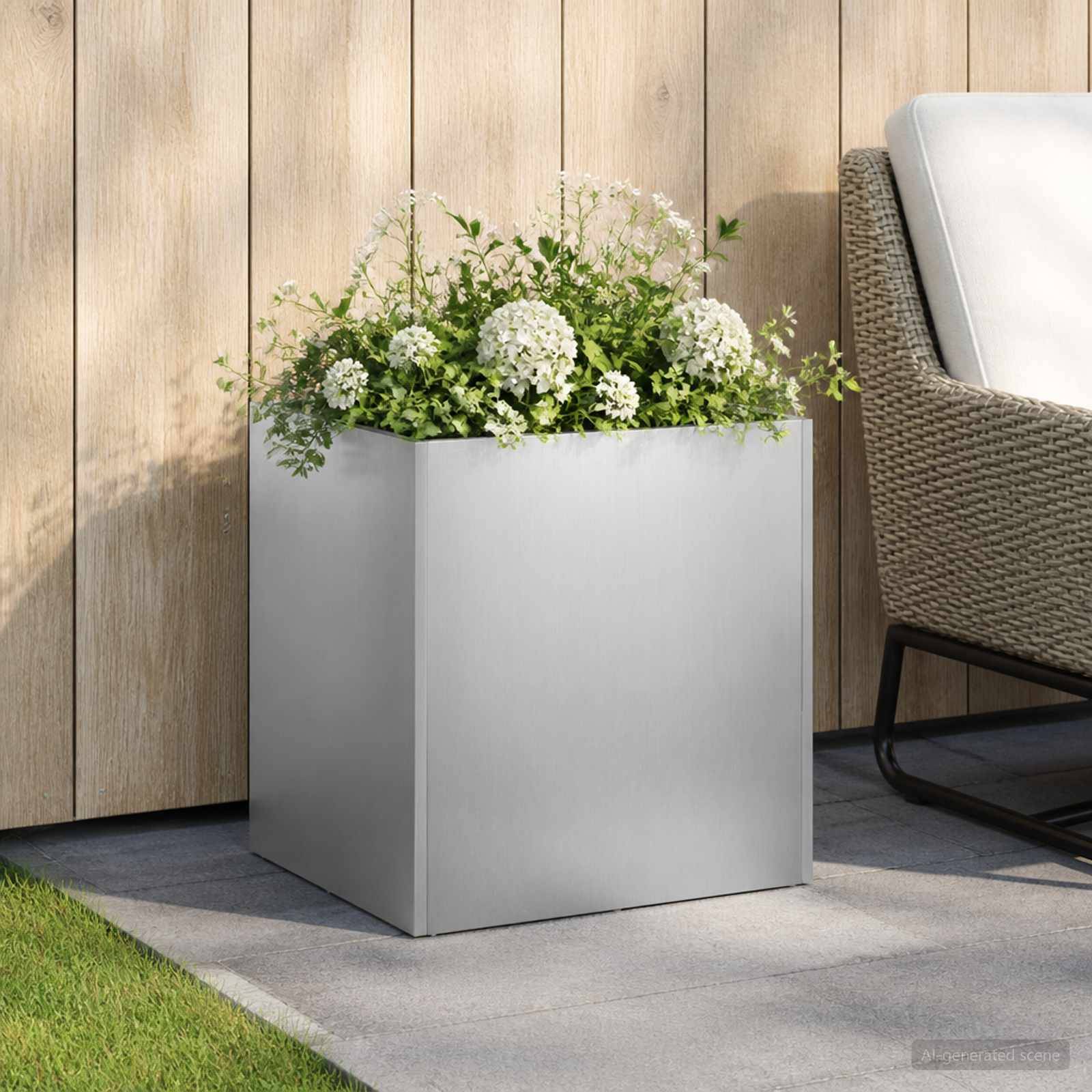 vidaXL Garten-Pflanzgefäß Silber 45 x 45 x 45 cm Edelstahl