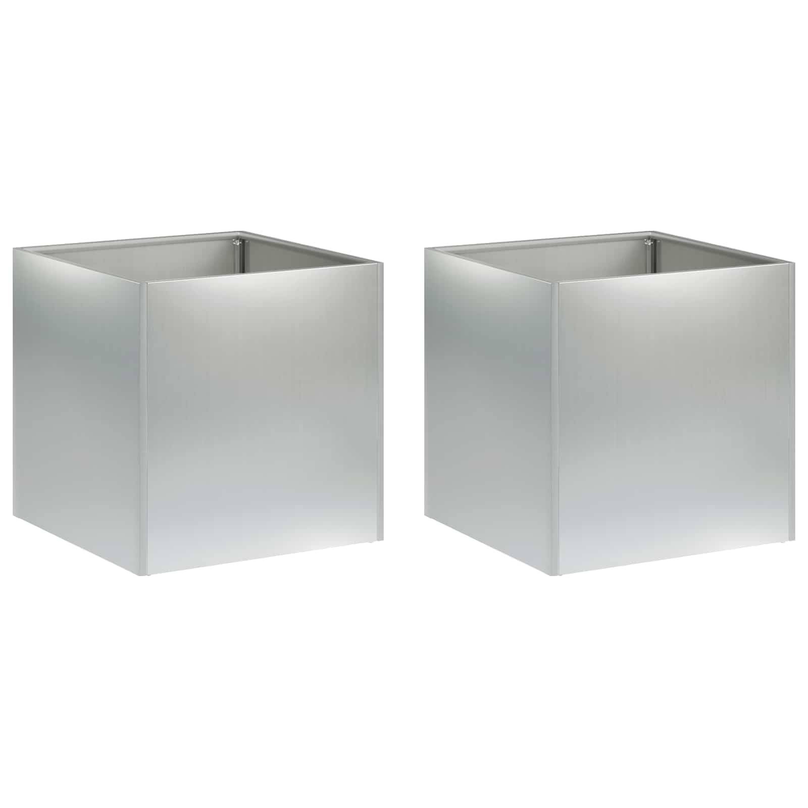 vidaXL Garten-Pflanzgefäß 2 Stk. Silber 25 x 25 x 25 cm