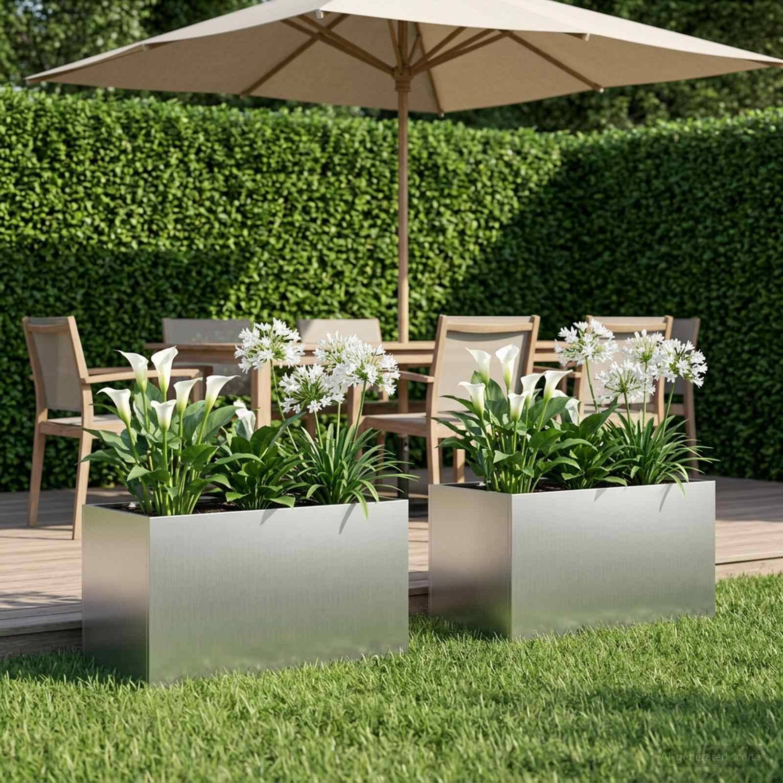 vidaXL Garten-Pflanzgefäß 2 Stk. Silber 80 x 50 x 50 cm