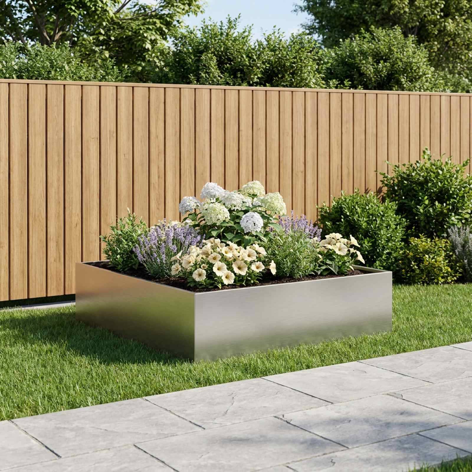 vidaXL Garten-Pflanzgefäß Silber 100 x 100 x 30 cm Edelstahl