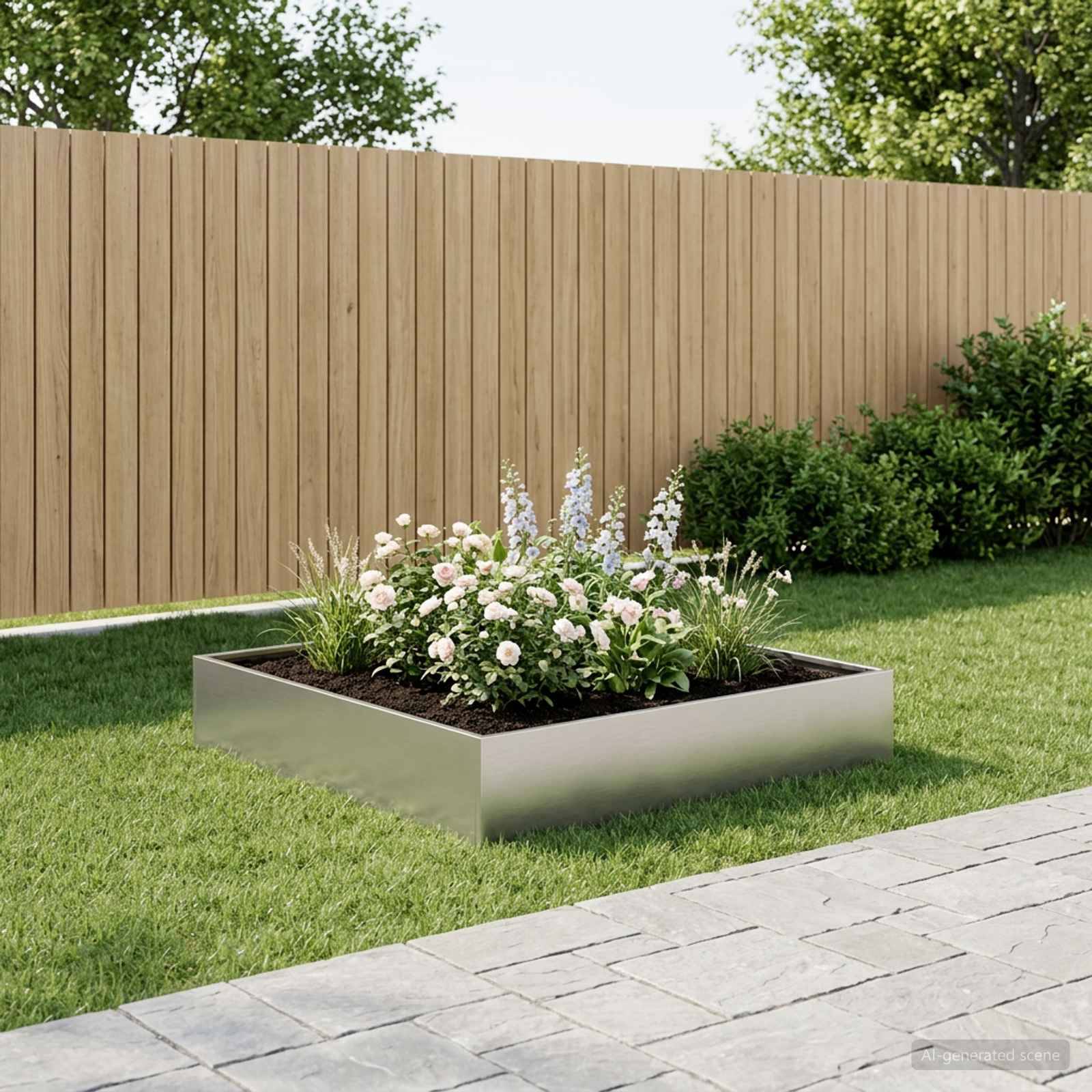vidaXL Garten-Pflanzgefäß Silber 80 x 80 x 20 cm Verzinkter Stahl