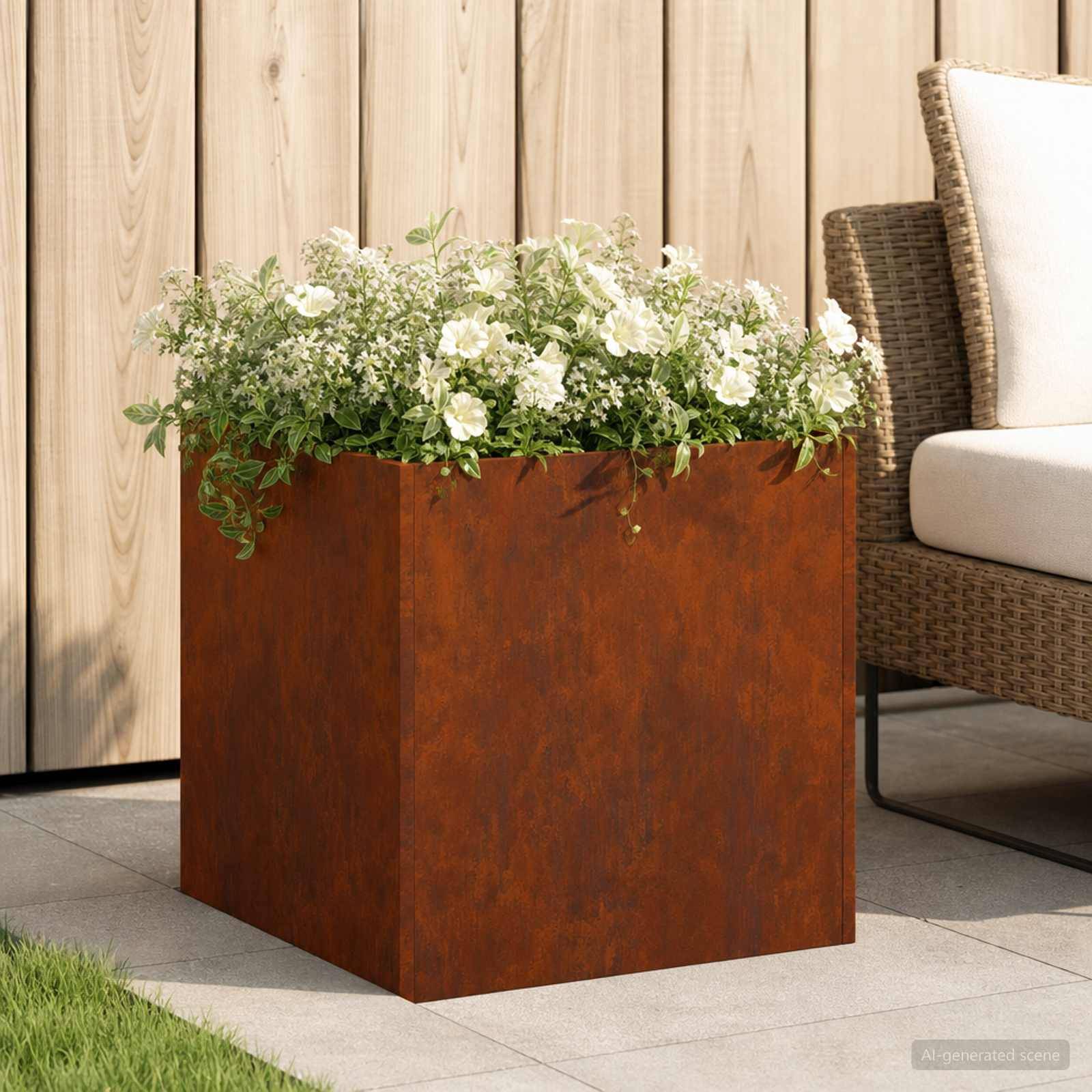vidaXL Garten-Pflanzgefäß Rostoptik 35 x 35 x 35 cm Wetterfeststahl