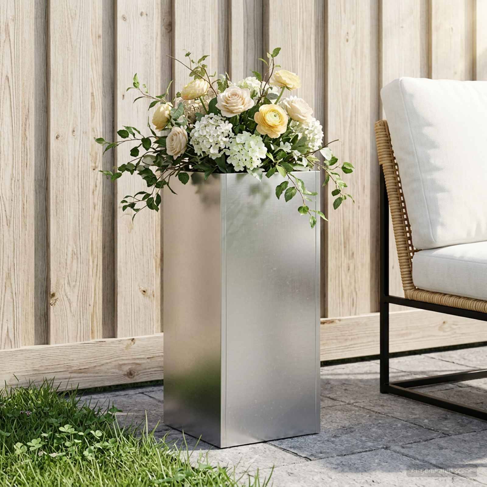 vidaXL Garten-Pflanzgefäß Silber 20 x 20 x 40 cm Edelstahl
