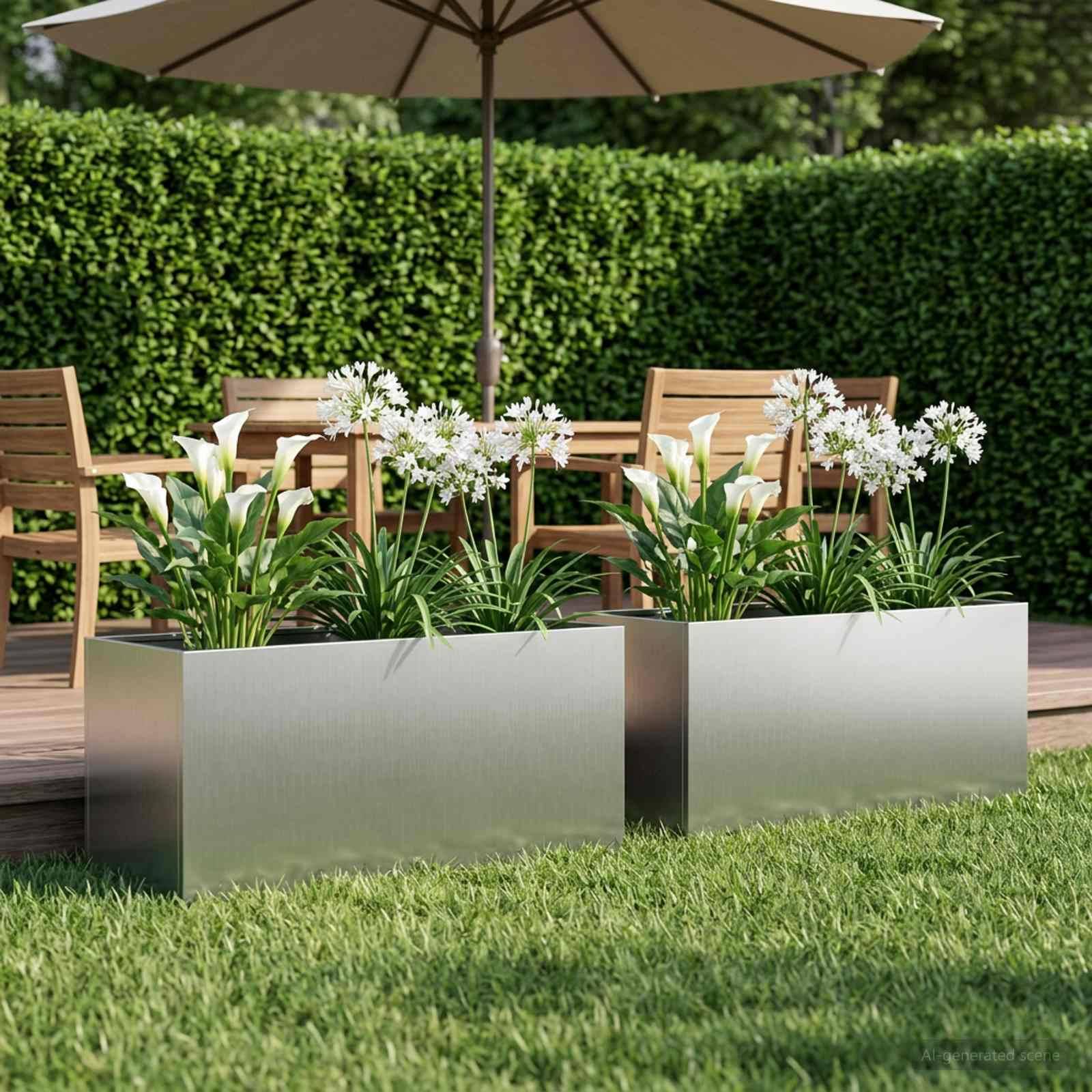 vidaXL Garten-Pflanzgefäß 2 Stk. Silber 80 x 40 x 40 cm