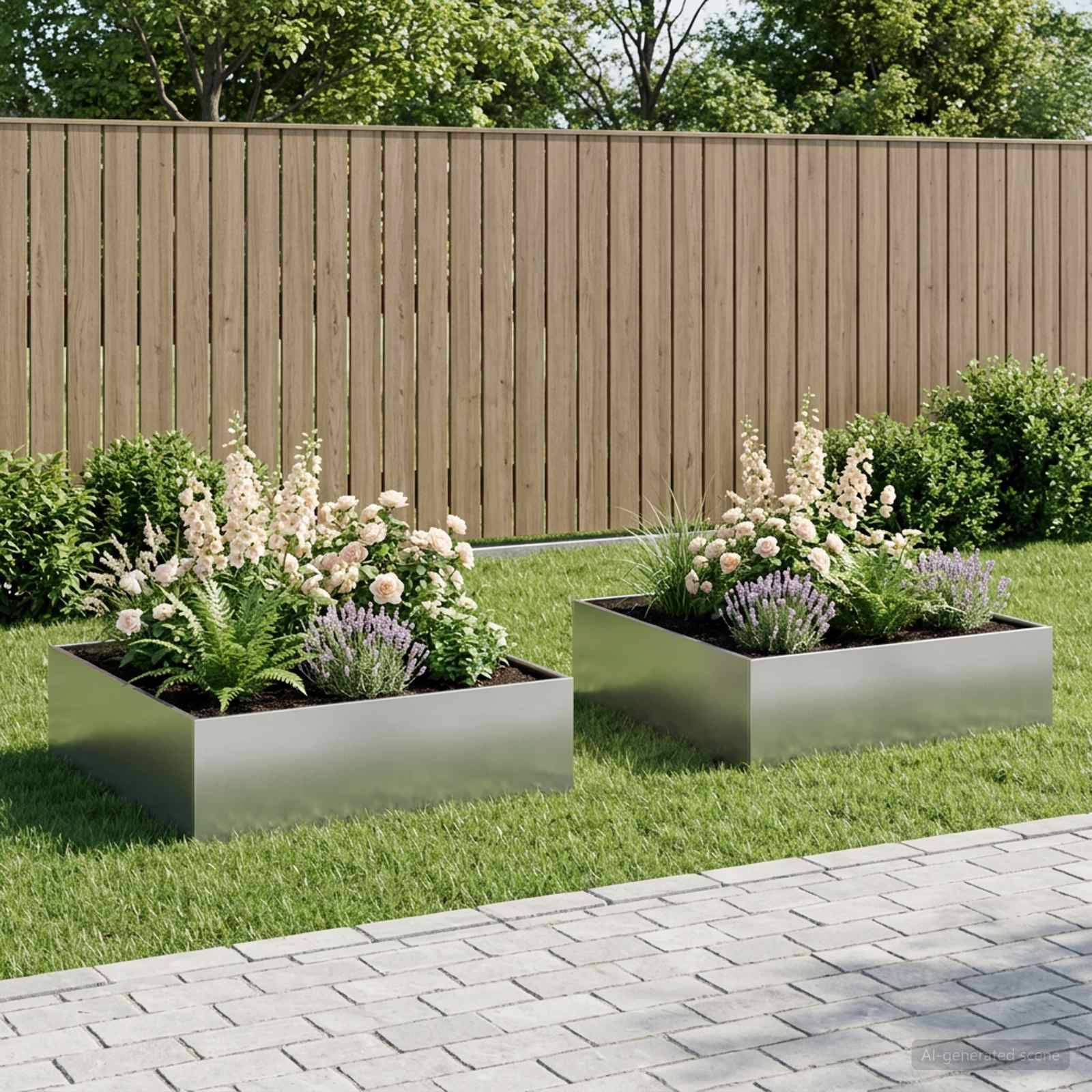 vidaXL Garten-Pflanzgefäß 2 stk. Silber 100 x 100 x 30 cm