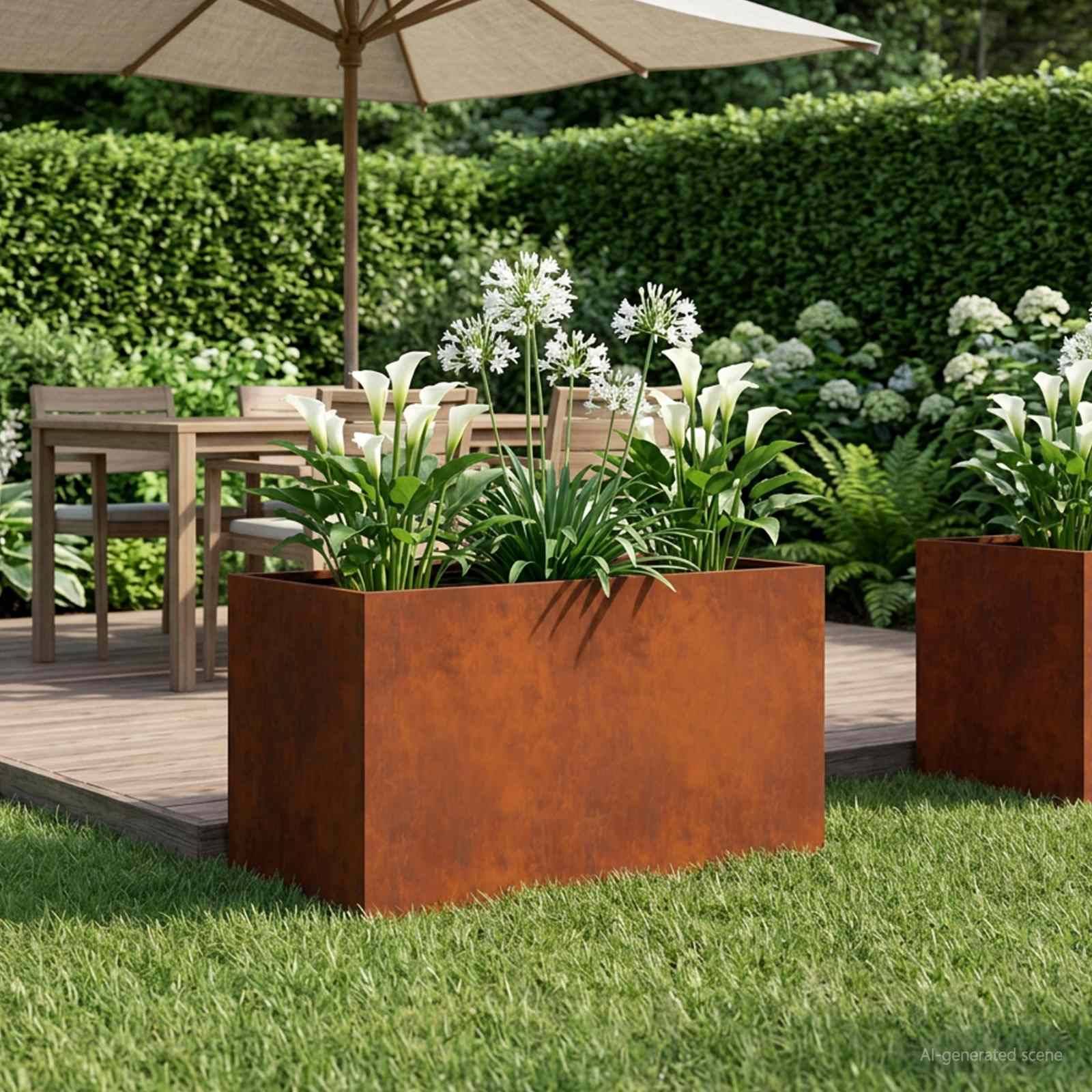 vidaXL Garten-Pflanzgefäß Rostoptik 100 x 50 x 50 cm Wetterfeststahl