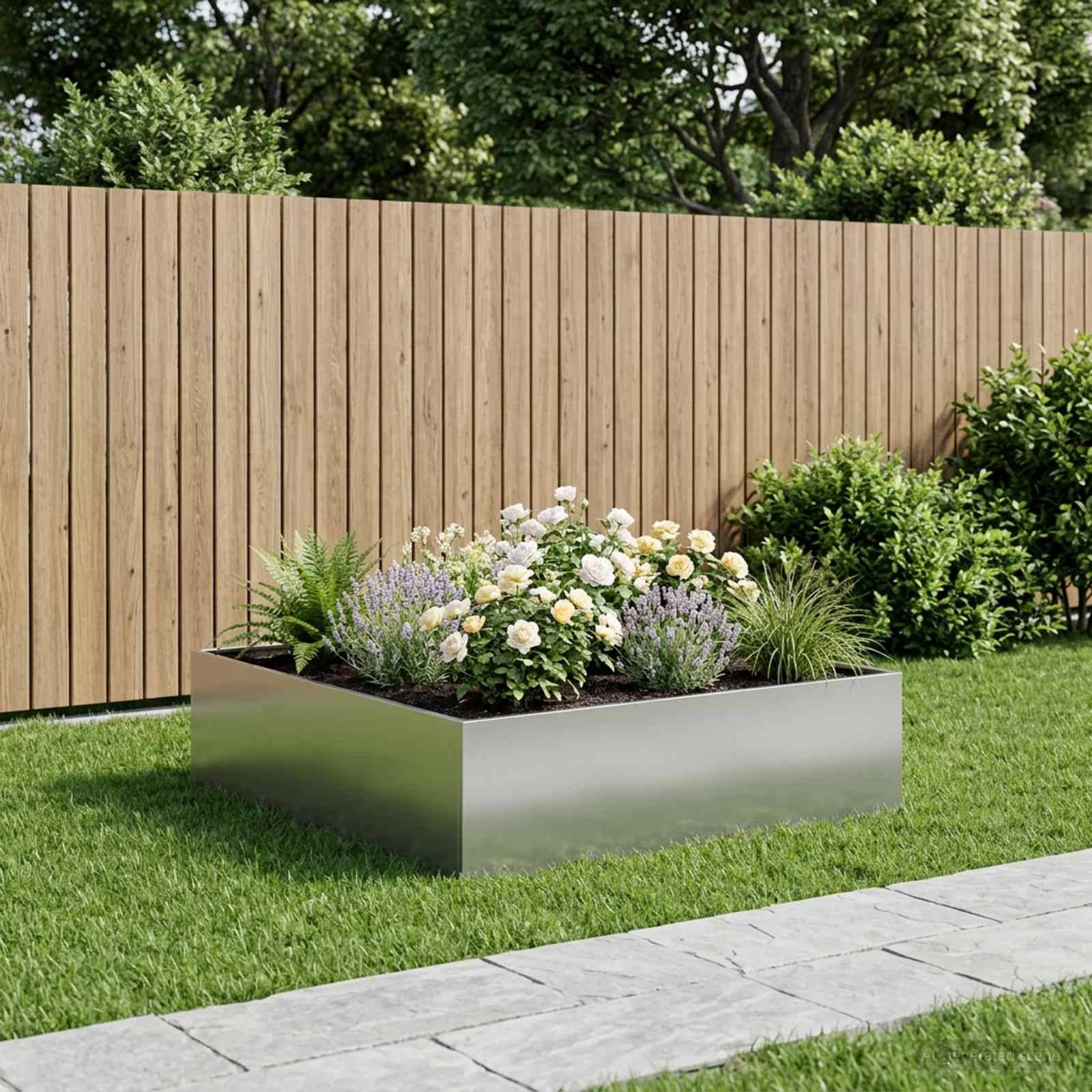 vidaXL Garten-Pflanzgefäß Silber 100 x 100 x 30 cm Verzinkter Stahl