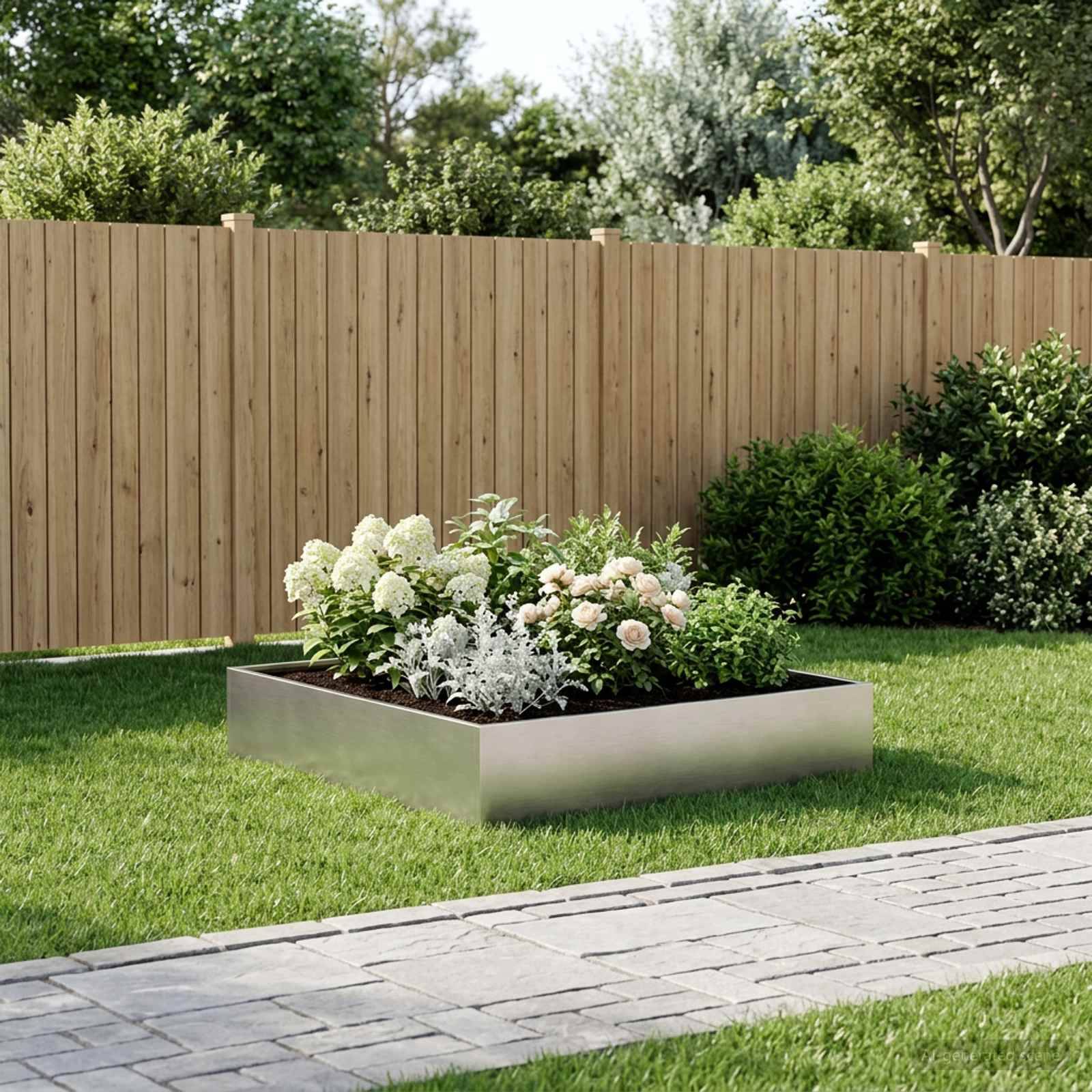 vidaXL Garten-Pflanzgefäß Silber 80 x 80 x 20 cm Edelstahl