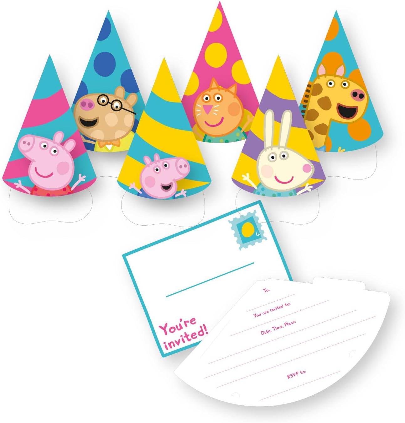 Amscan 9918347 Peppa Pig Kindergeburtstags-Einladungen und Umschläge 6 Stück