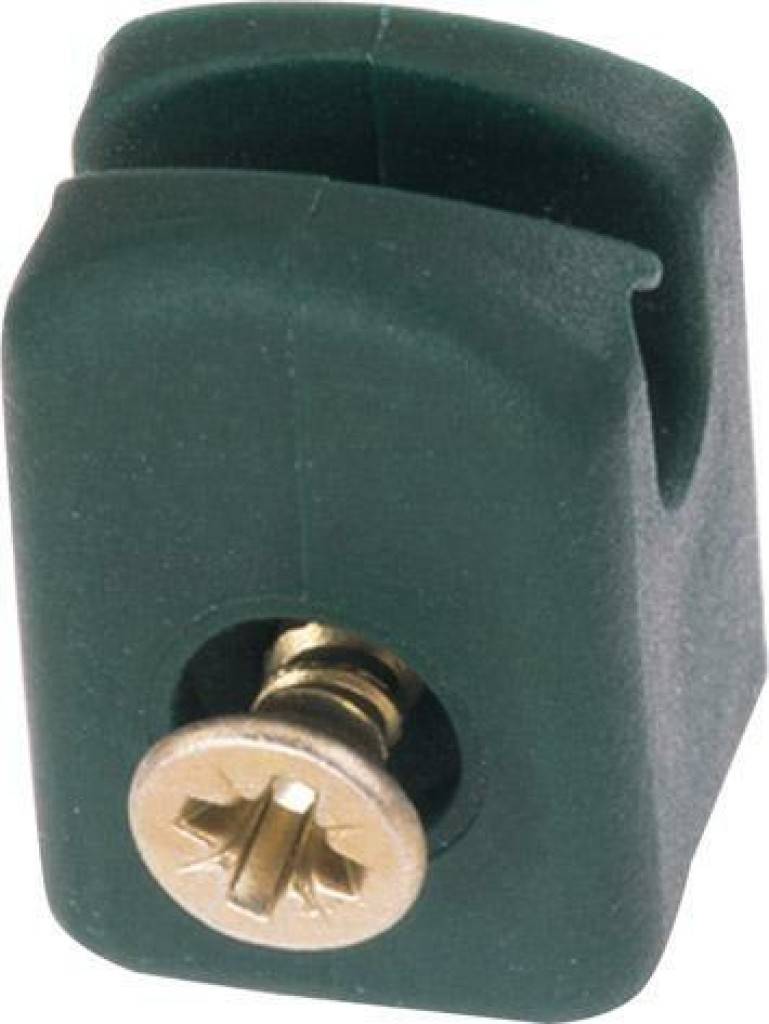 SpanndrahthalterKunststoff, RAL6005 MoosgrünMit selbstschneidender Schraube 3,9 x 25 mm