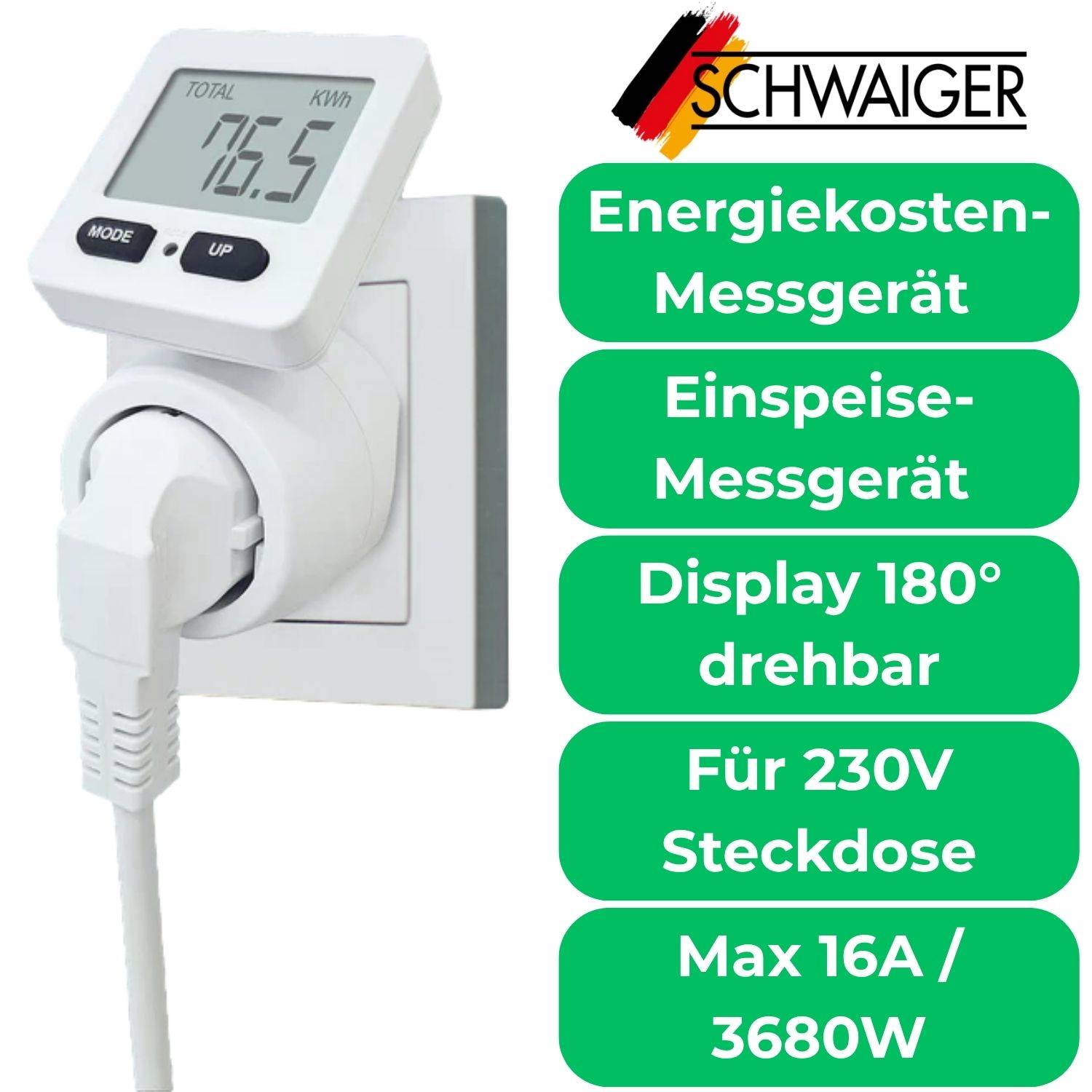 Energiekosten-/Einspeisemessgerät Drehbar Rund