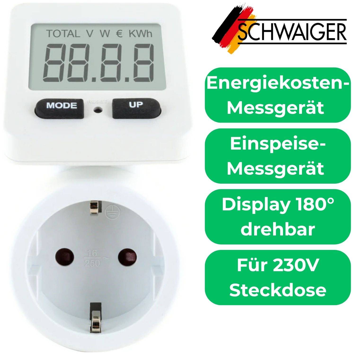 Energiekosten-/Einspeisemessgerät Drehbar Rund