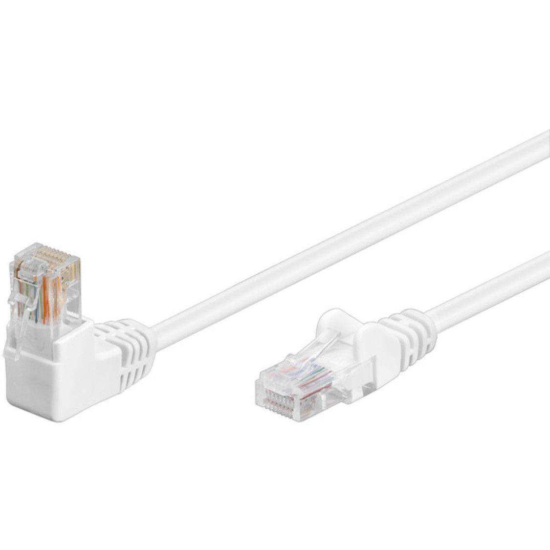 CAT 5e Netzwerkkabel, 90° gewinkelt, weiß, 0.5m