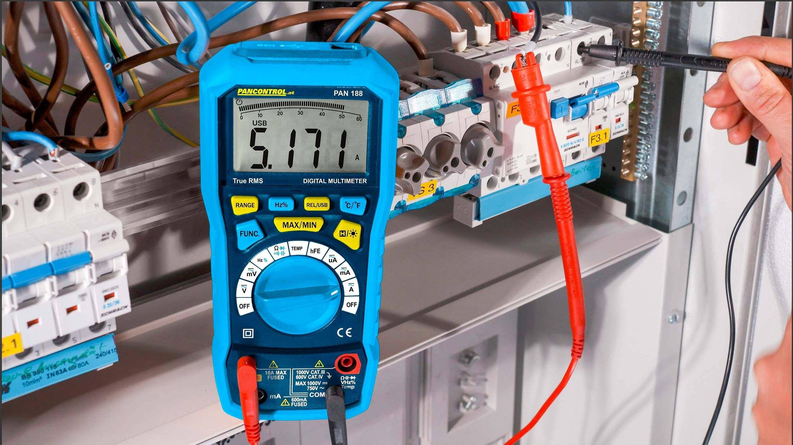 Pancontrol PAN 188, True-RMS Digitalmultimeter, automatische Bereichswahl, Bluetooth, CAT III 1000V