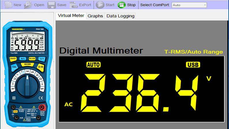 Pancontrol PAN 188, True-RMS Digitalmultimeter, automatische Bereichswahl, Bluetooth, CAT III 1000V