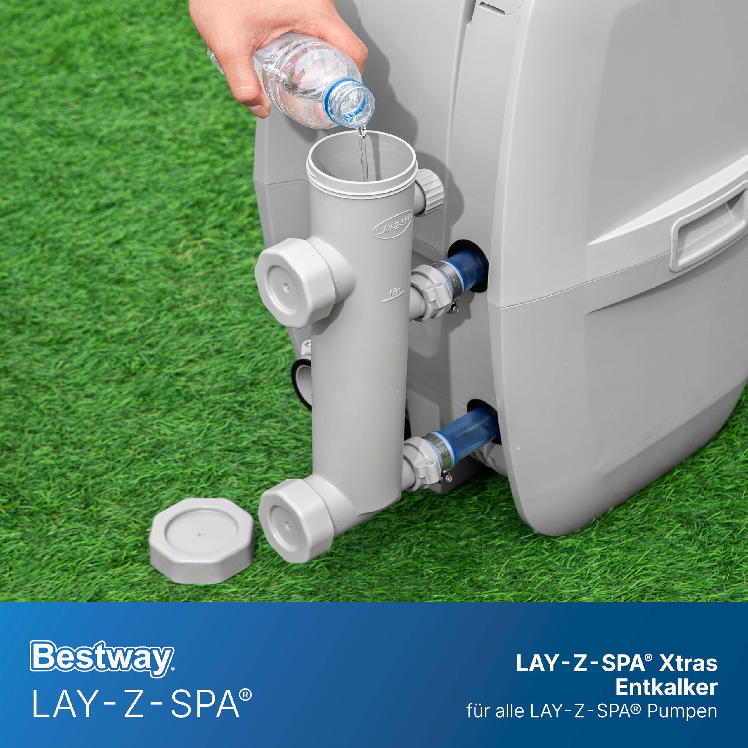 Bestway Lay-Z-Spa Entkalker-Adapter für Pumpeneinheiten ? Zubehör gegen Kalk & E02-Fehler, für AirJet & HydroJet Pumpen, Wartung ohne Ausbau (ohne