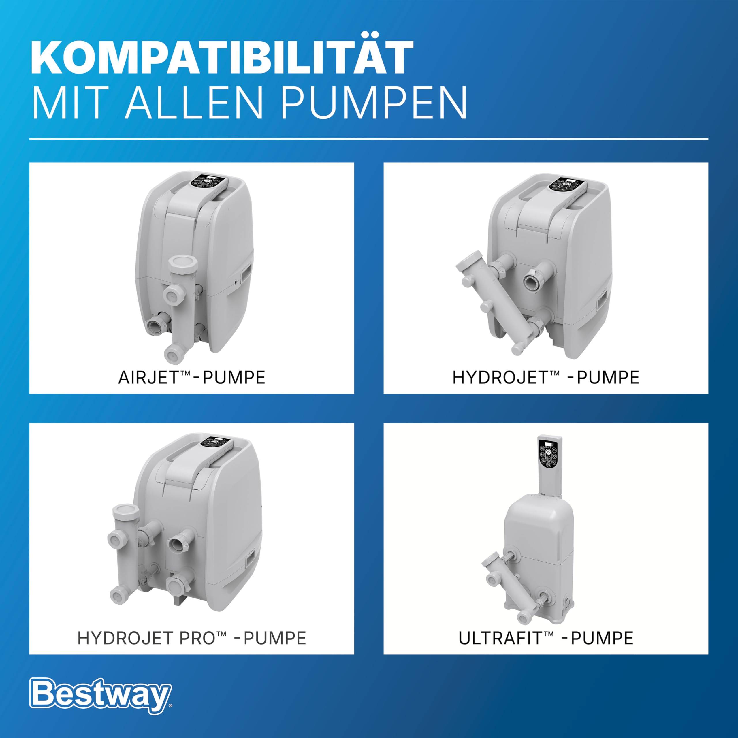 Bestway Lay-Z-Spa Entkalker-Adapter für Pumpeneinheiten ? Zubehör gegen Kalk & E02-Fehler, für AirJet & HydroJet Pumpen, Wartung ohne Ausbau (ohne
