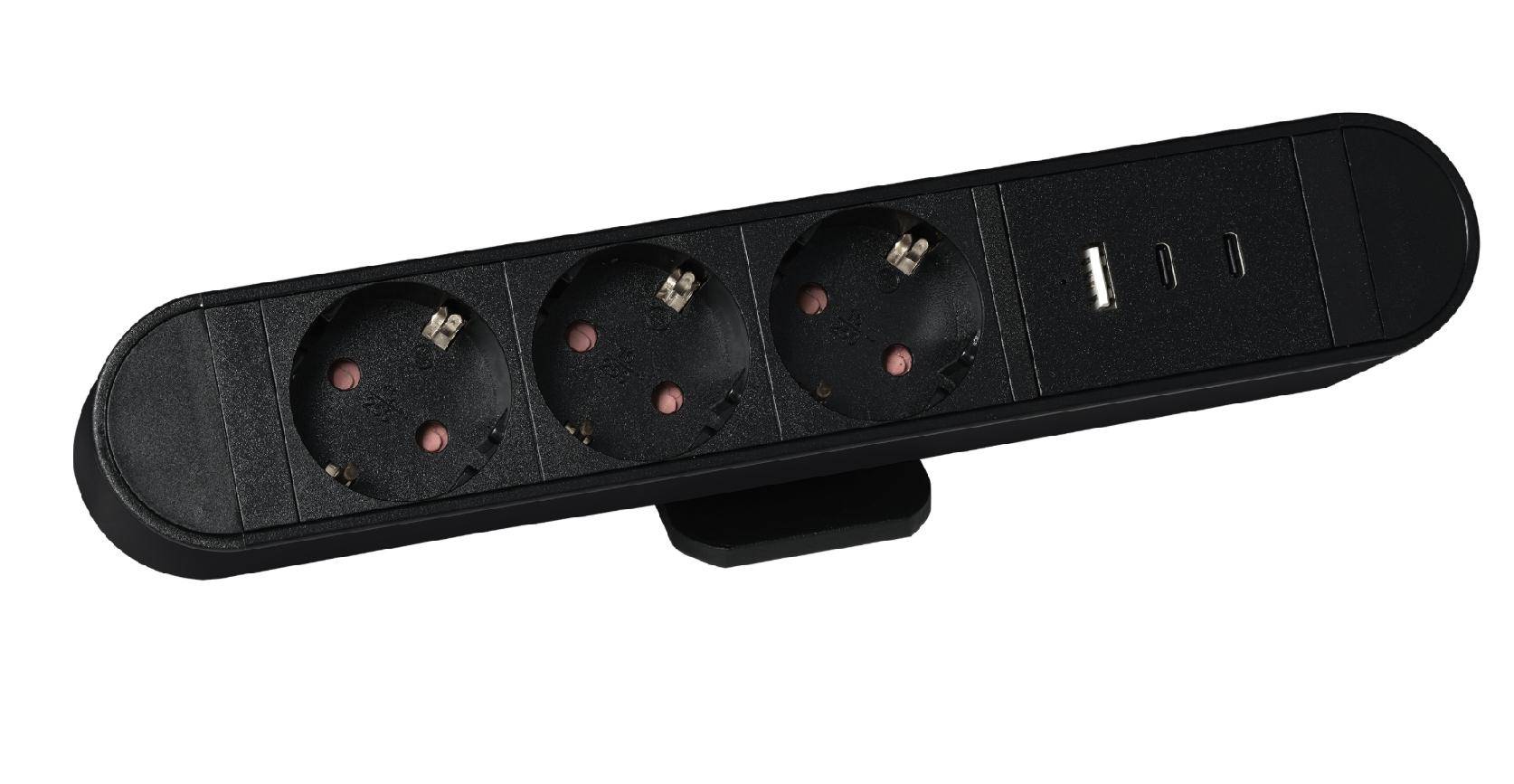 McPower SK-03AC Tischsteckdose, 3 Schutzkontakt-Steckdosen, 2x USB C PD, 1x USB A, 30 W, 240 V