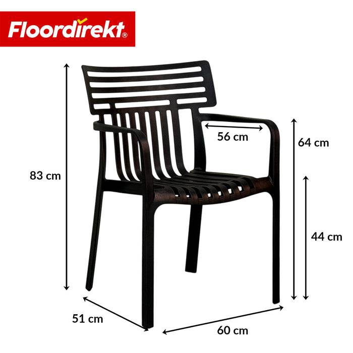 FLOORDIREKT Gartenstuhl Terrano - Stapelbarer Designstuhl für Garten, Balkon & Terrasse - Schwarz
