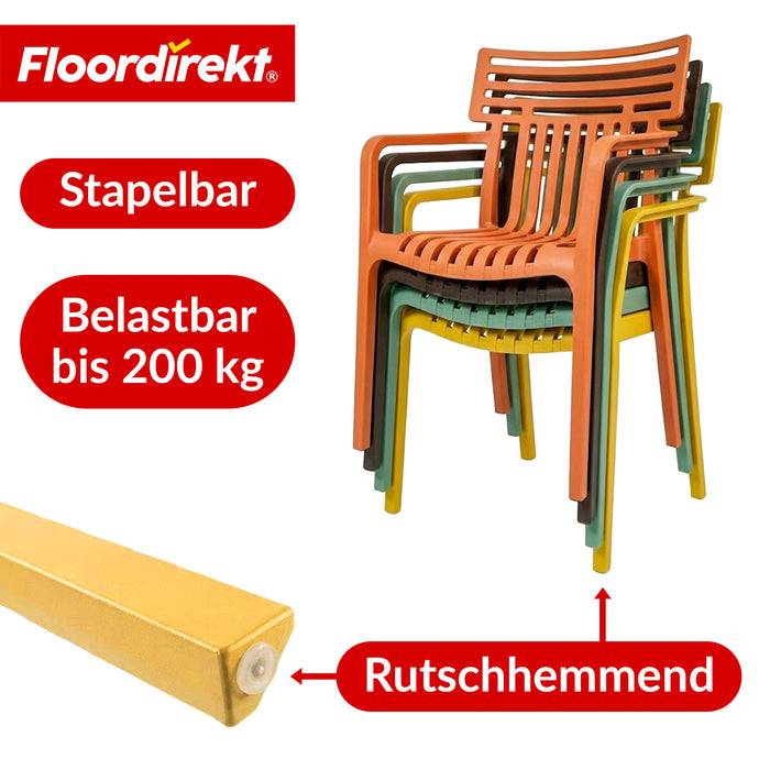 FLOORDIREKT Gartenstuhl Terrano - Stapelbarer Designstuhl für Garten, Balkon & Terrasse - Orange
