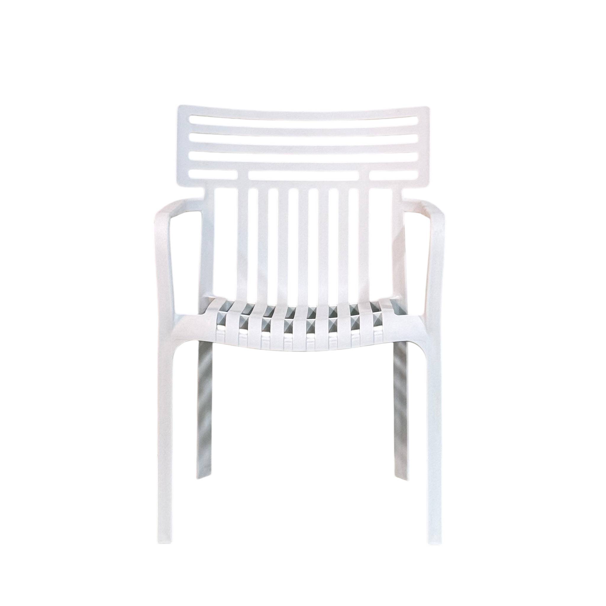 FLOORDIREKT Gartenstuhl Terrano - Stapelbarer Designstuhl für Garten, Balkon & Terrasse - Weiß