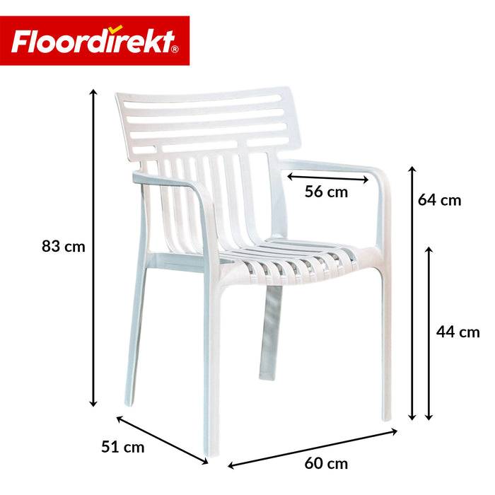 FLOORDIREKT Gartenstuhl Terrano - Stapelbarer Designstuhl für Garten, Balkon & Terrasse - Weiß