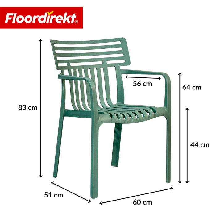 FLOORDIREKT Gartenstuhl Terrano - Stapelbarer Designstuhl für Garten, Balkon & Terrasse - Grün