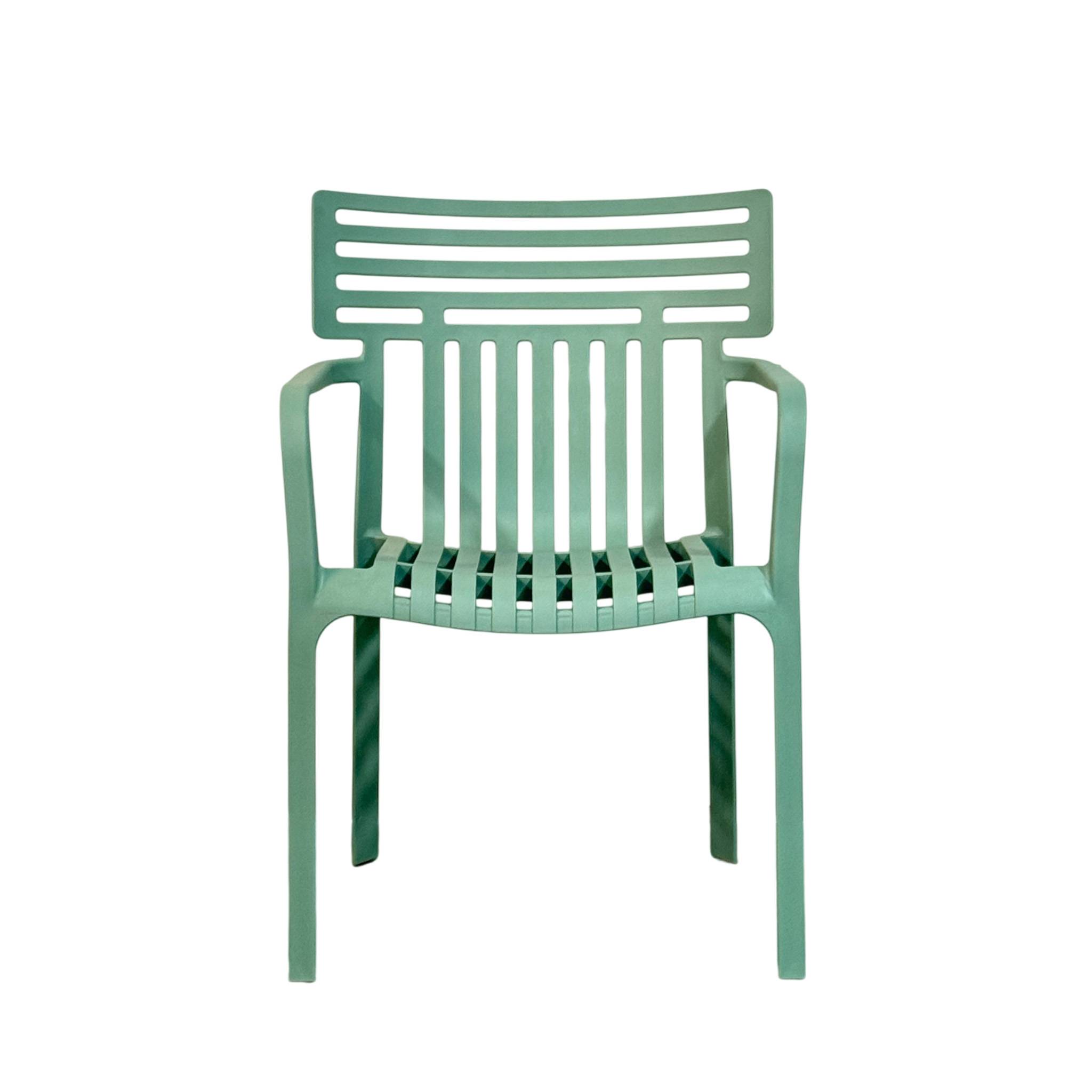 FLOORDIREKT Gartenstuhl Terrano - Stapelbarer Designstuhl für Garten, Balkon & Terrasse - Grün - 6er Set