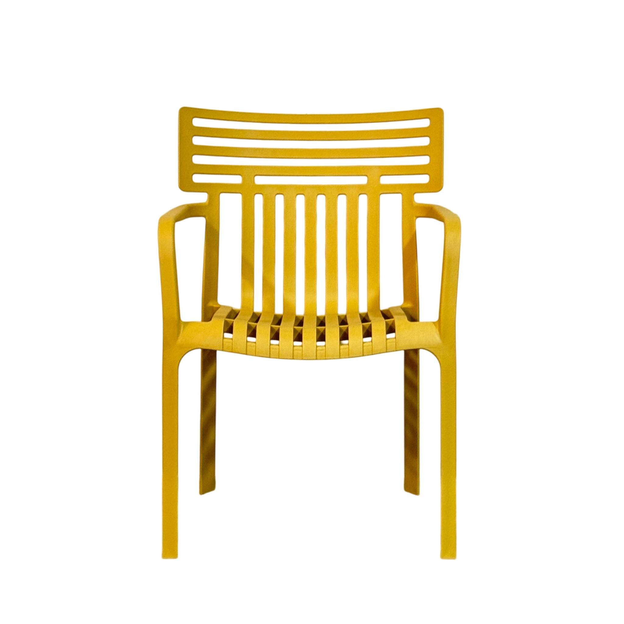 FLOORDIREKT Gartenstuhl Terrano - Stapelbarer Designstuhl für Garten, Balkon & Terrasse - Gelb