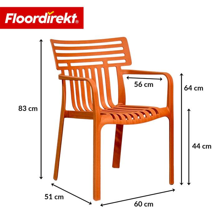 FLOORDIREKT Gartenstuhl Terrano - Stapelbarer Designstuhl für Garten, Balkon & Terrasse - Orange