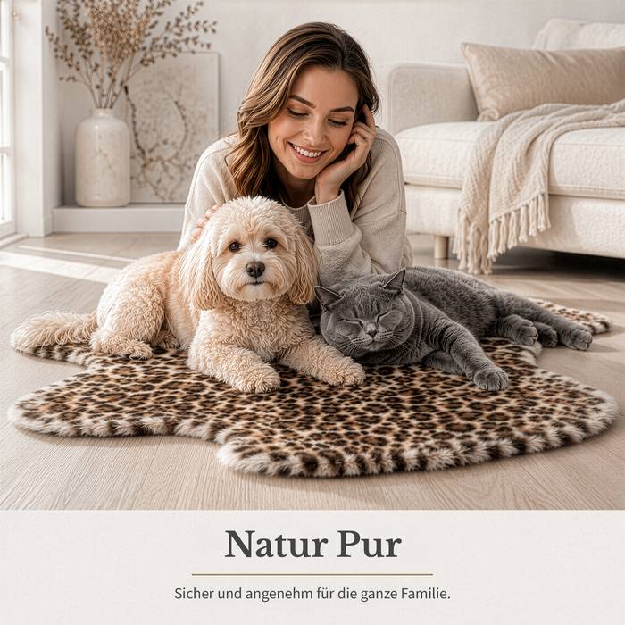 FLOORDIREKT Design Schaffell Audrey - Echtes Lammfell aus 100 % Schafwolle - Temperaturregulierend & Atmungsaktiv - Leopard