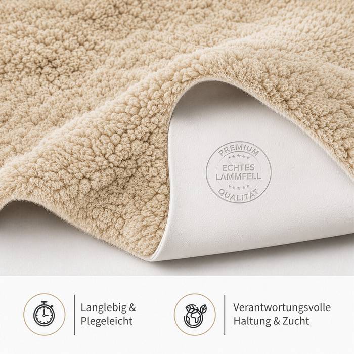 FLOORDIREKT Design Schaffell Audrey - Echtes Lammfell aus 100 % Schafwolle - Temperaturregulierend & Atmungsaktiv - Moonlight