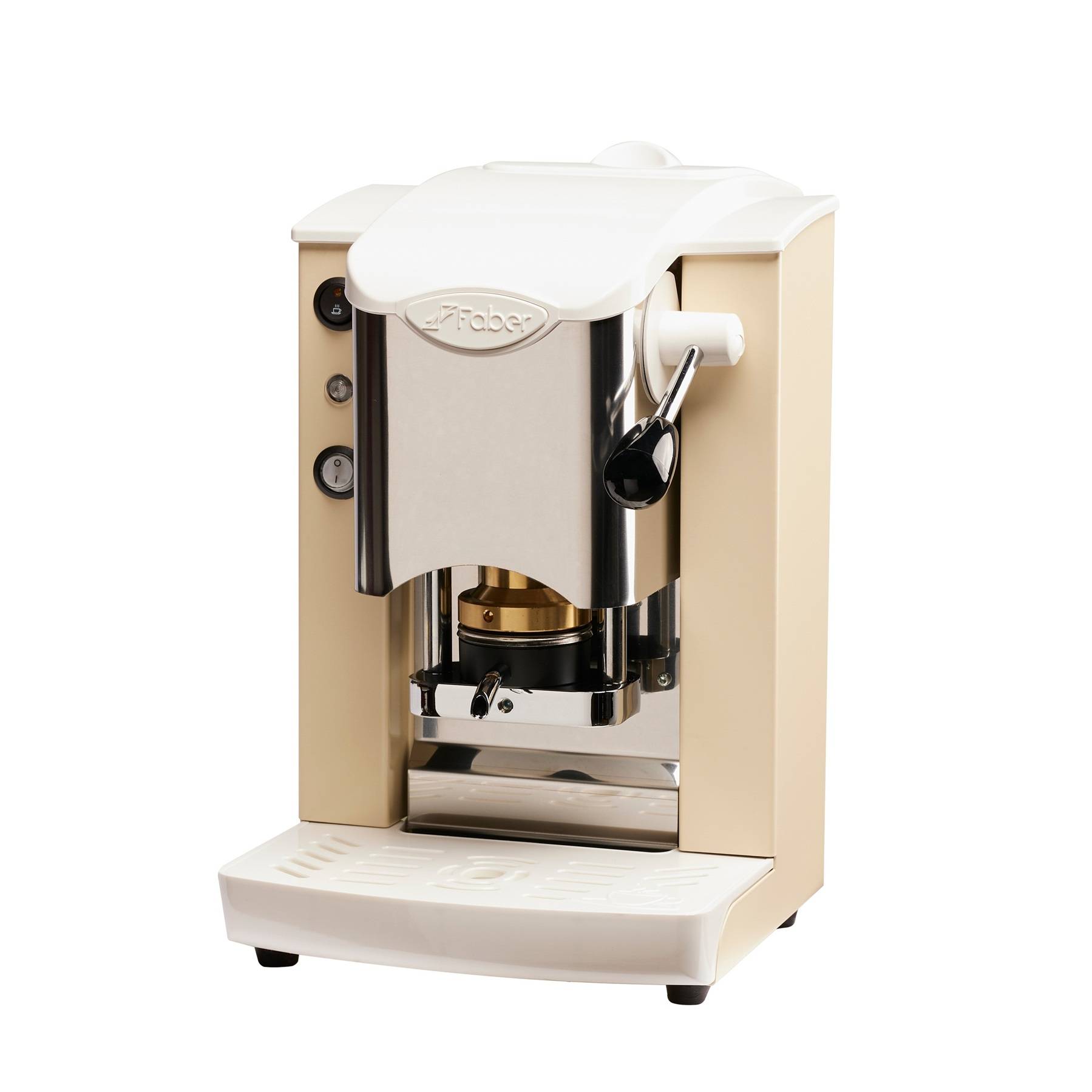 Faber Slot Inox ESE Pad Espressomaschine Ivory Weiß Silber