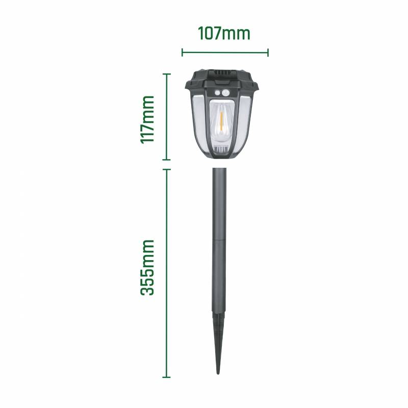 SOLARA RUSTICA LED Solarleuchte Garten mit Bewegungsmelder 1W Erdspieß Warmweiß