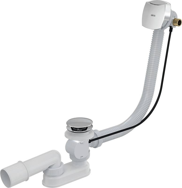 Alcadrain Badewanne Ab- und Überlaufgarnitur Automat mit einer Füllfunktion für dickwandige Badewannen, Metall 57 cm