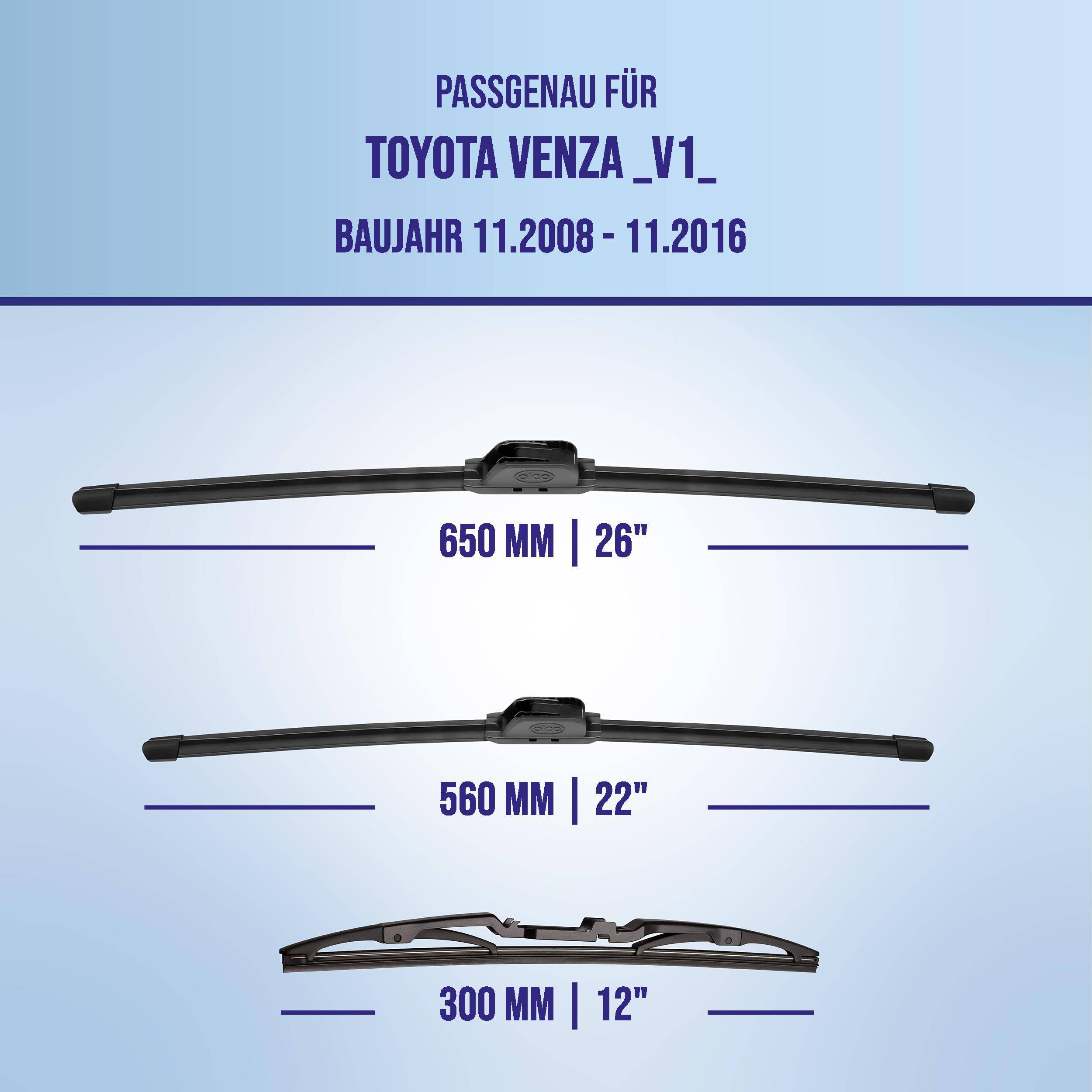 alca® Scheibenwischer mit Heckwischer ideal für TOYOTA VENZA (11.2008 - 11.2016) U-FLAT Flachbalkenwischer