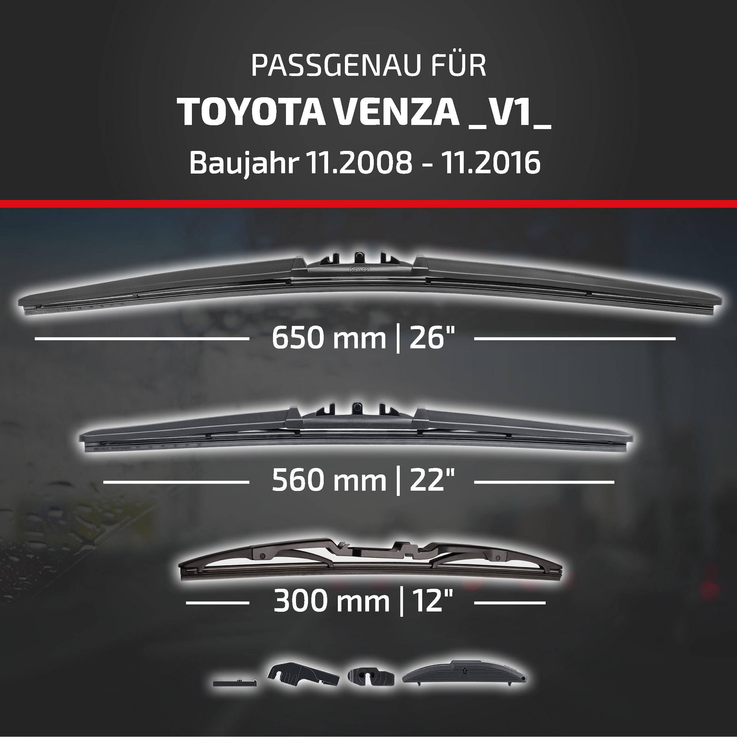 HEYNER® Scheibenwischer Komplettset für TOYOTA VENZA (11.2008 - 11.2016) HYBRID Flachbalkenwischer