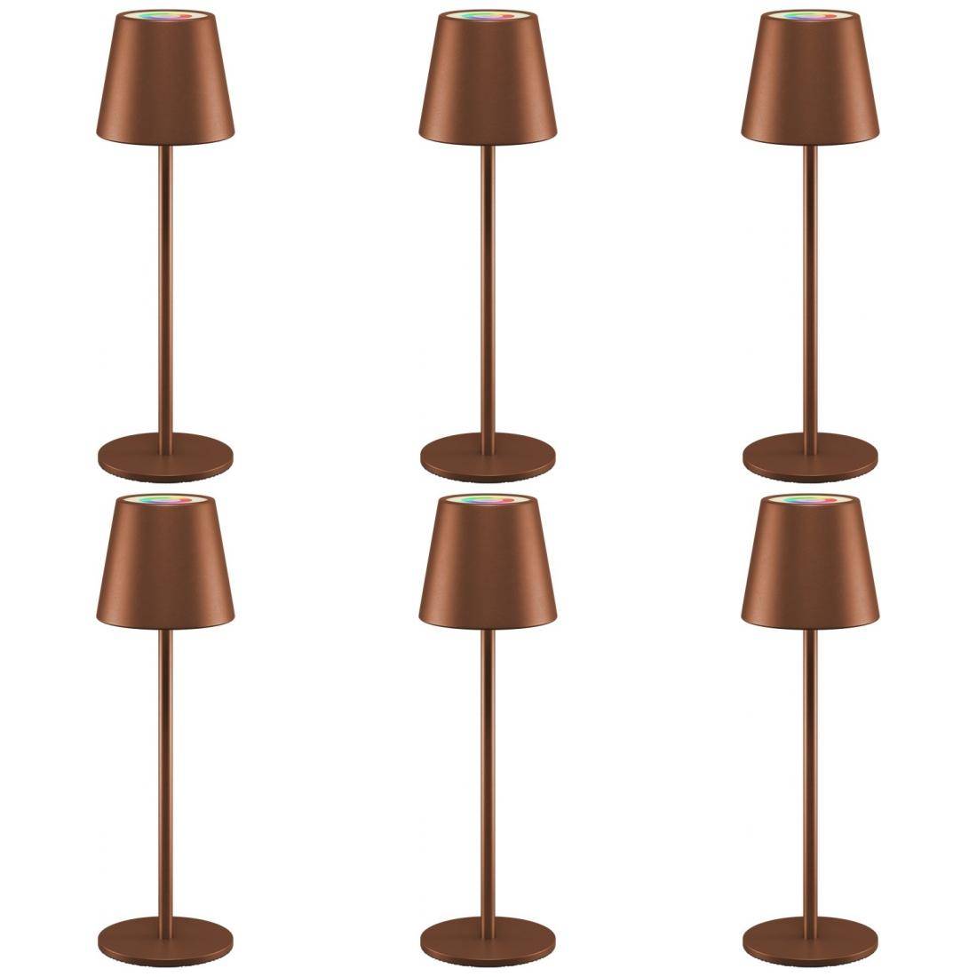 Goobay LED Tischlampen Set, Akku, RGBW, Bronze, dimmbar, Touch-Steuerung, 3000K, 170lm, IP44, USB C - Menge: 6er Pack