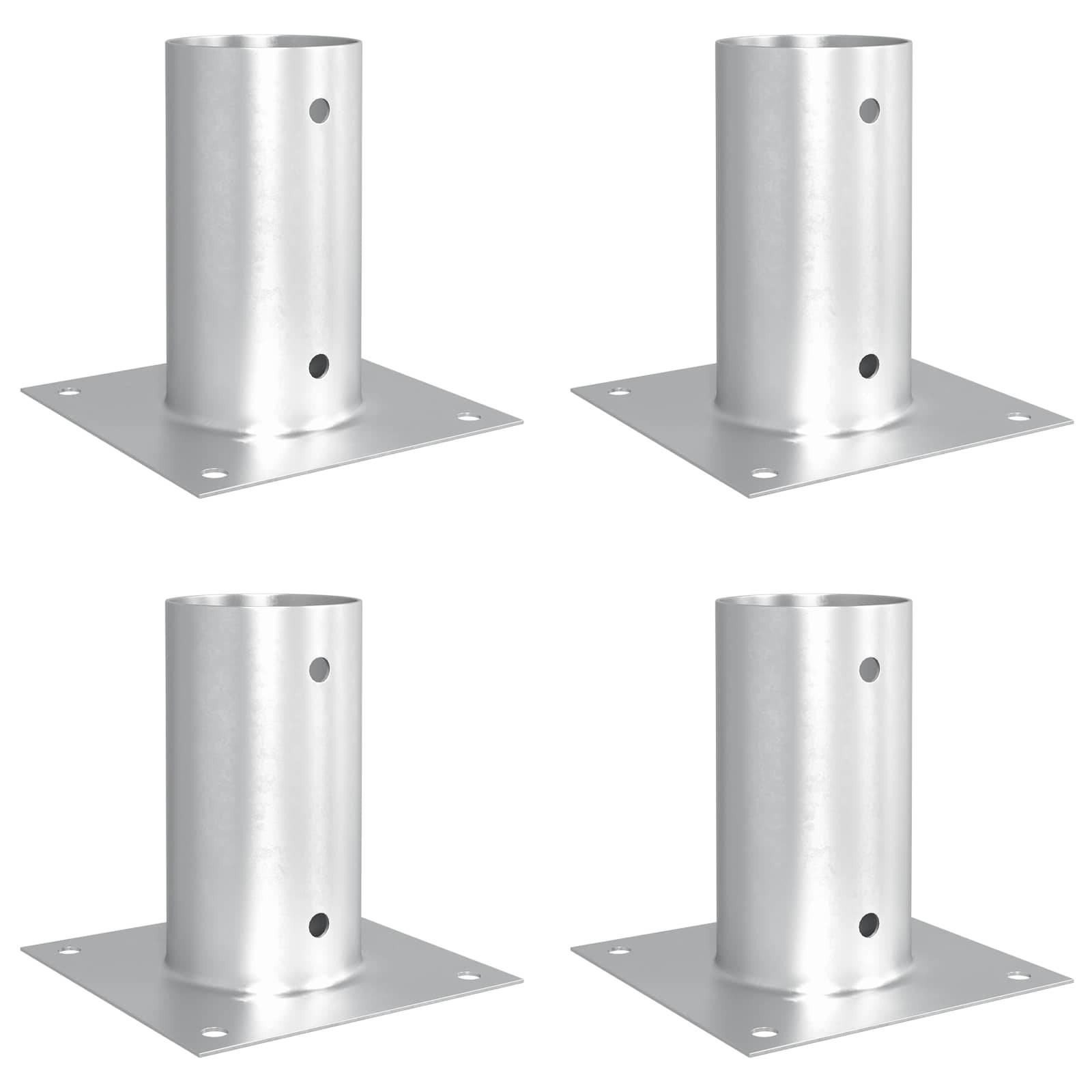 vidaXL runder Bodenanker 4 pcs Silber 15 x 15 x 15 cm Metall
