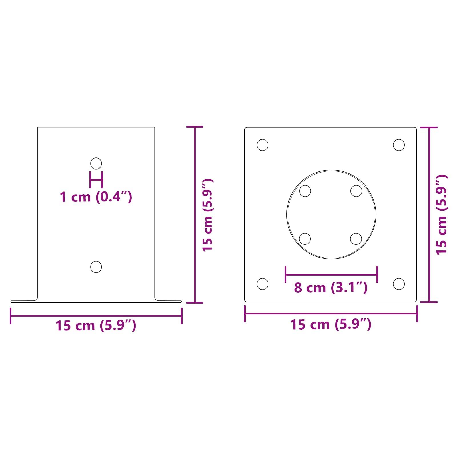 vidaXL runder Bodenanker 4 pcs Silber 15 x 15 x 15 cm Metall