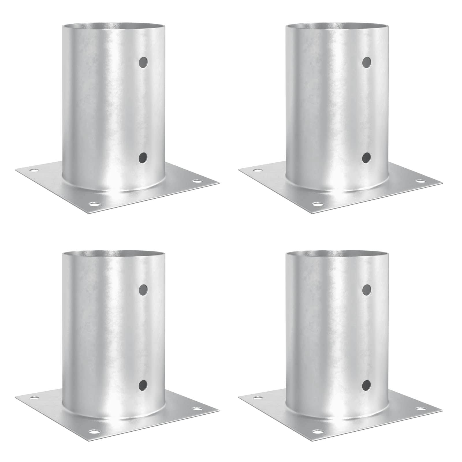 vidaXL runder Bodenanker 4 pcs Silber 15 x 15 x 15 cm Metall