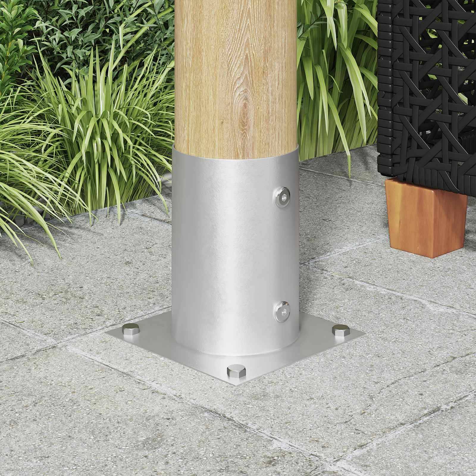 vidaXL runder Bodenanker 4 pcs Silber 15 x 15 x 15 cm Metall