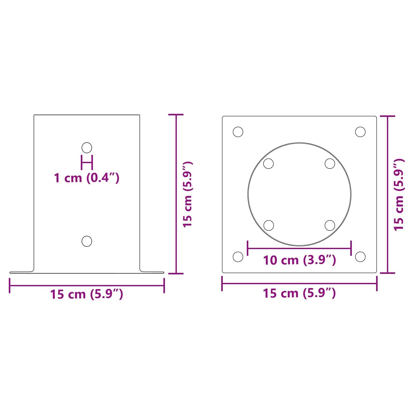 vidaXL runder Bodenanker 4 pcs Silber 15 x 15 x 15 cm Metall