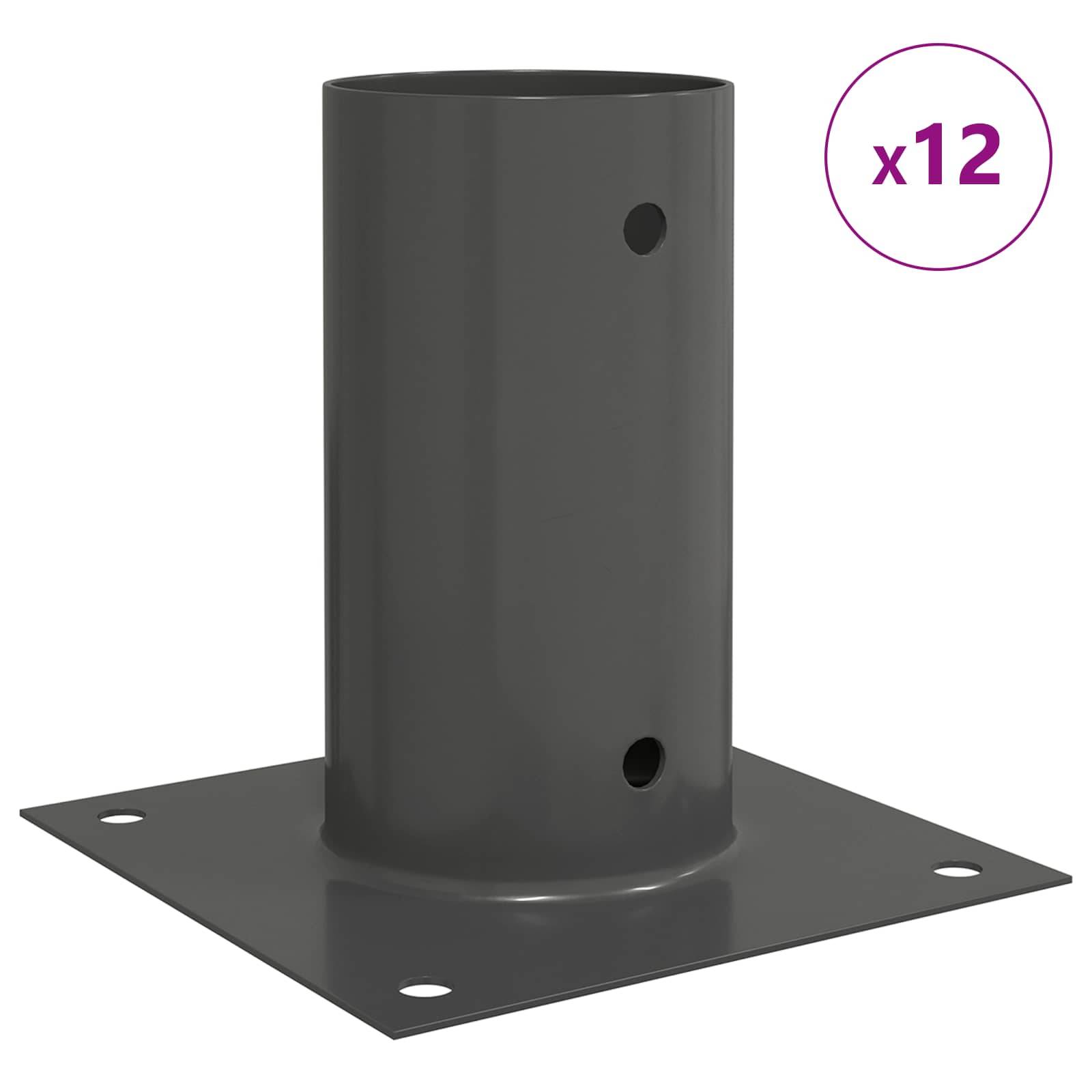 vidaXL runder Bodenanker 12 pcs Anthrazit 15 x 15 x 15 cm Metall