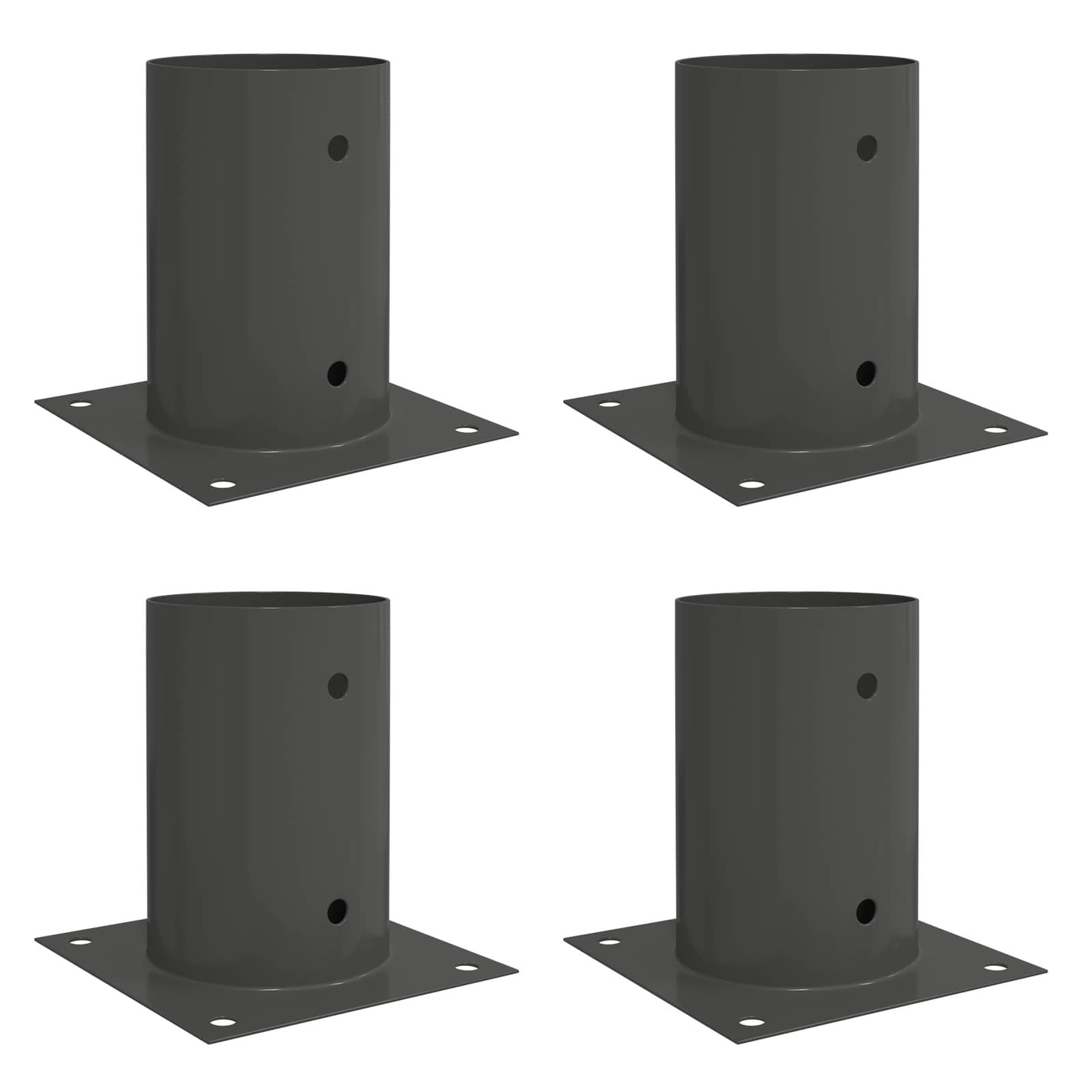 vidaXL runder Bodenanker 4 pcs Anthrazit 15 x 15 x 15 cm Metall
