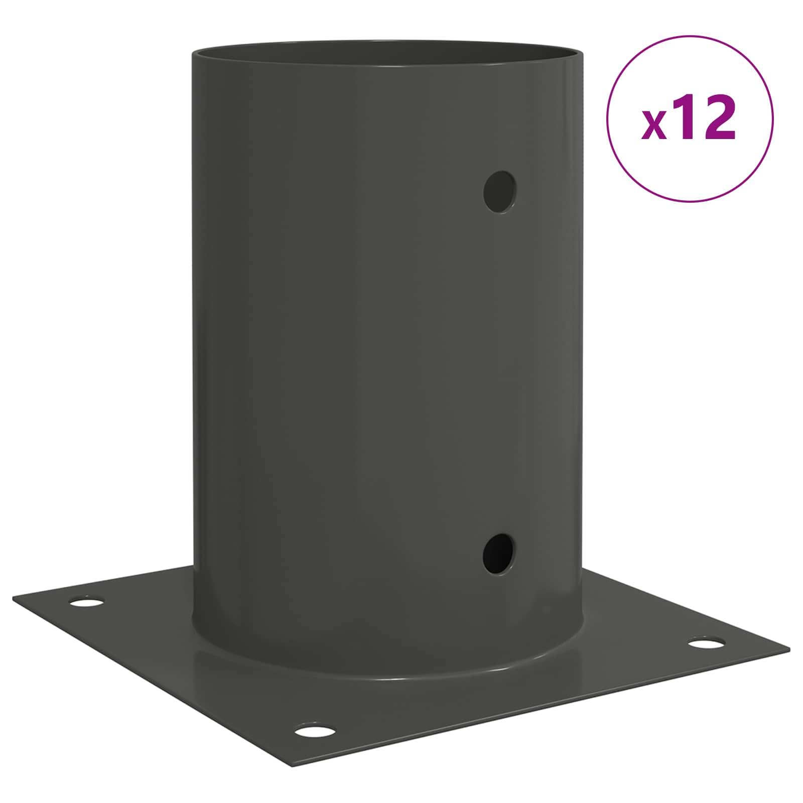 vidaXL runder Bodenanker 12 pcs Anthrazit 15 x 15 x 15 cm Metall